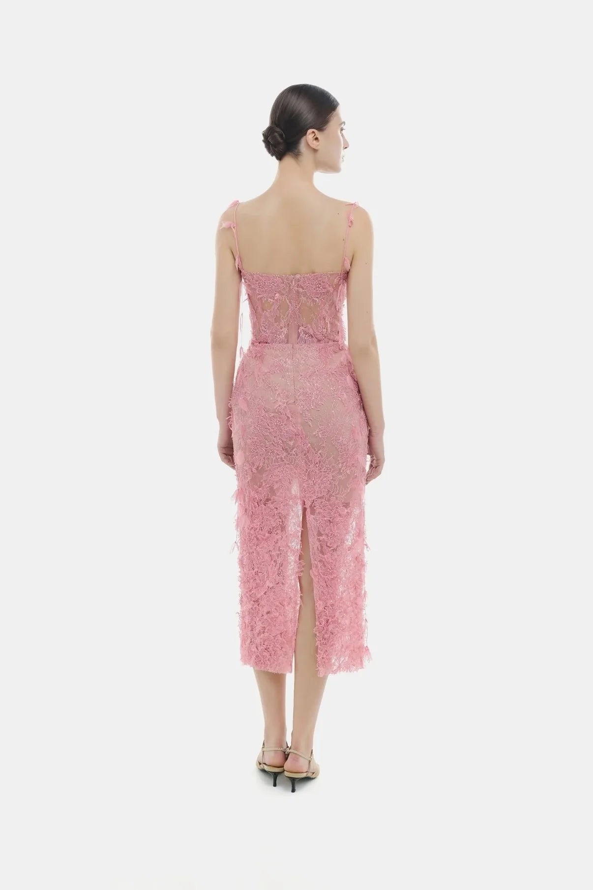 MONTSAND Beaded Lace Pencil Dress - Pink