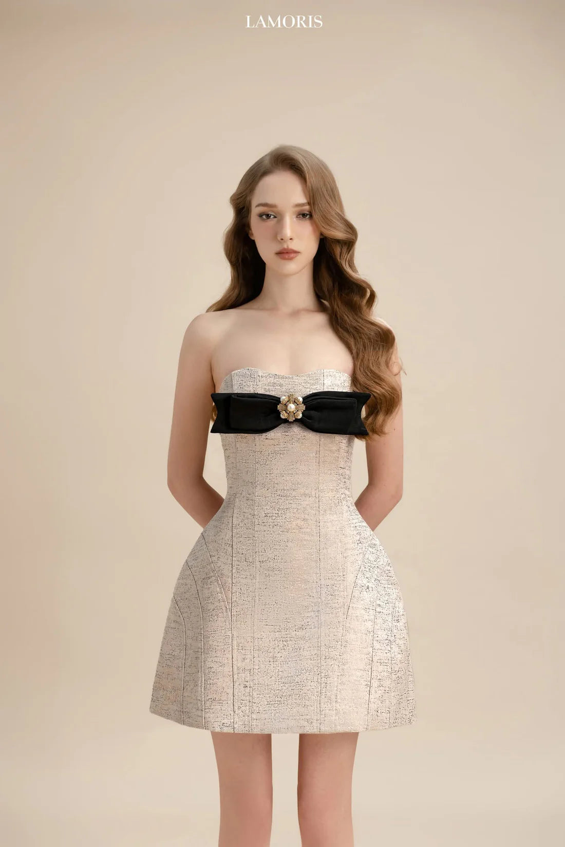 LAMORIS Pieces Black Bow Dress