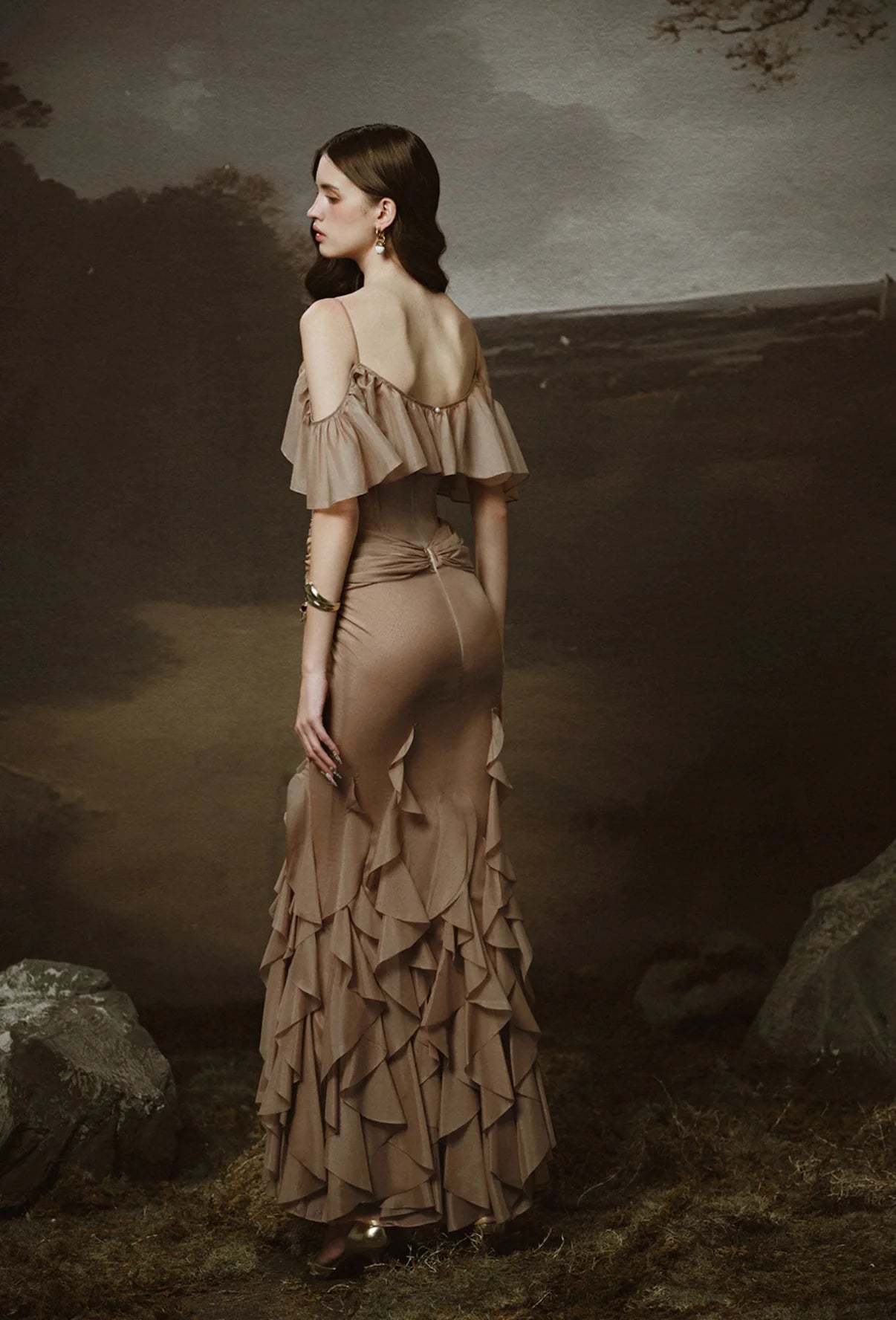 LINH PHUNG Brown Gaia Maxi Dress
