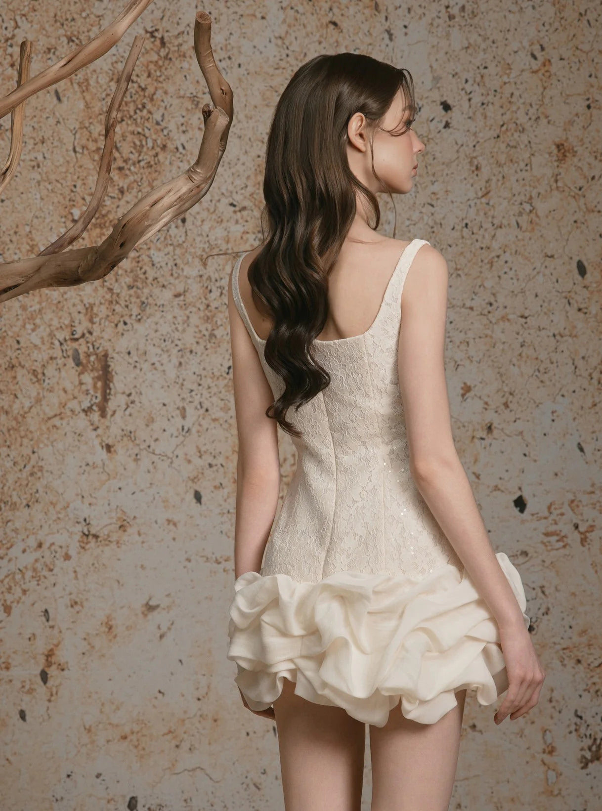Delicate Satin Dress - CREAM WHITE
