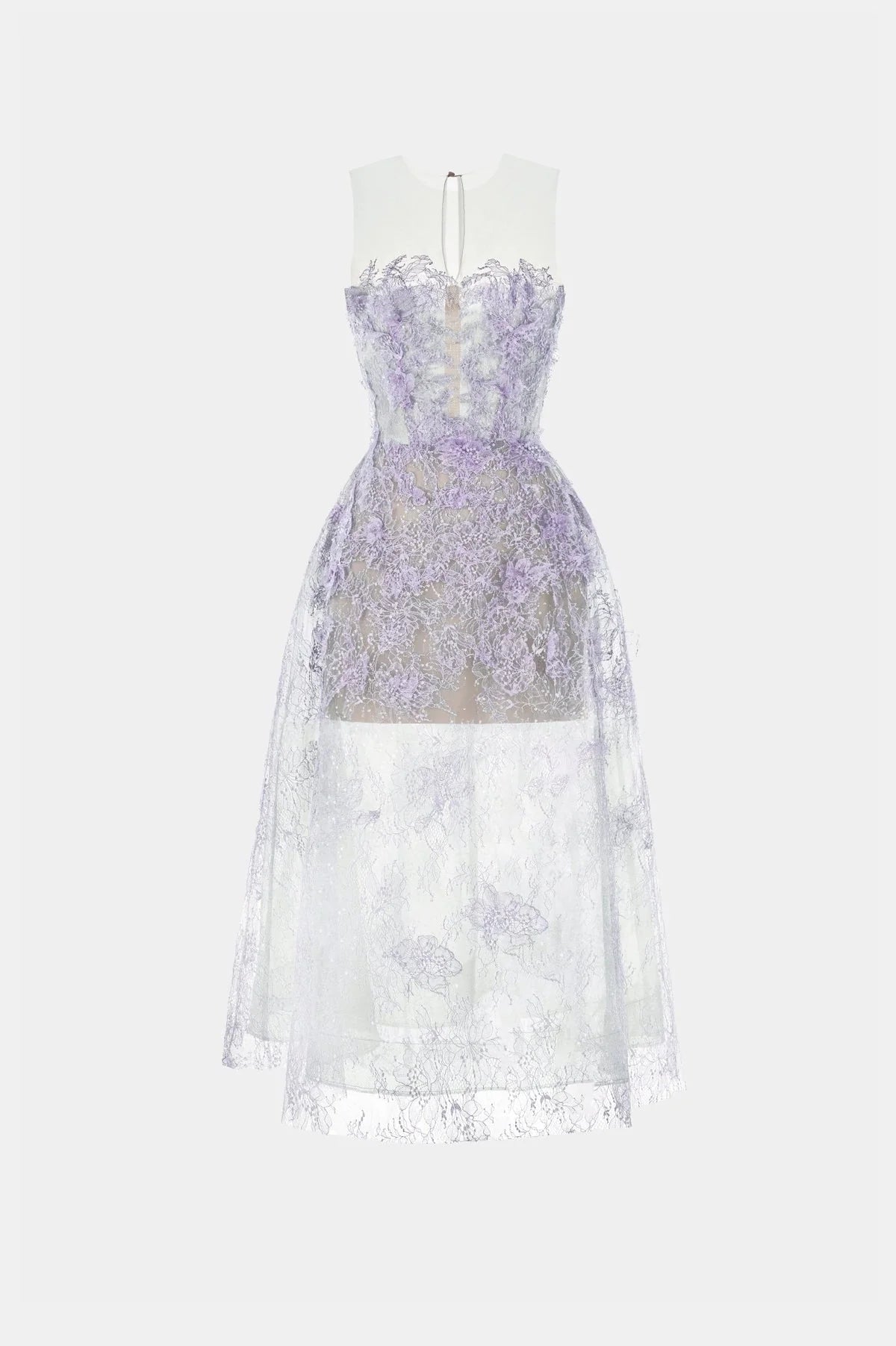 MONTSAND Purple Beaded Lace Maxi Dress