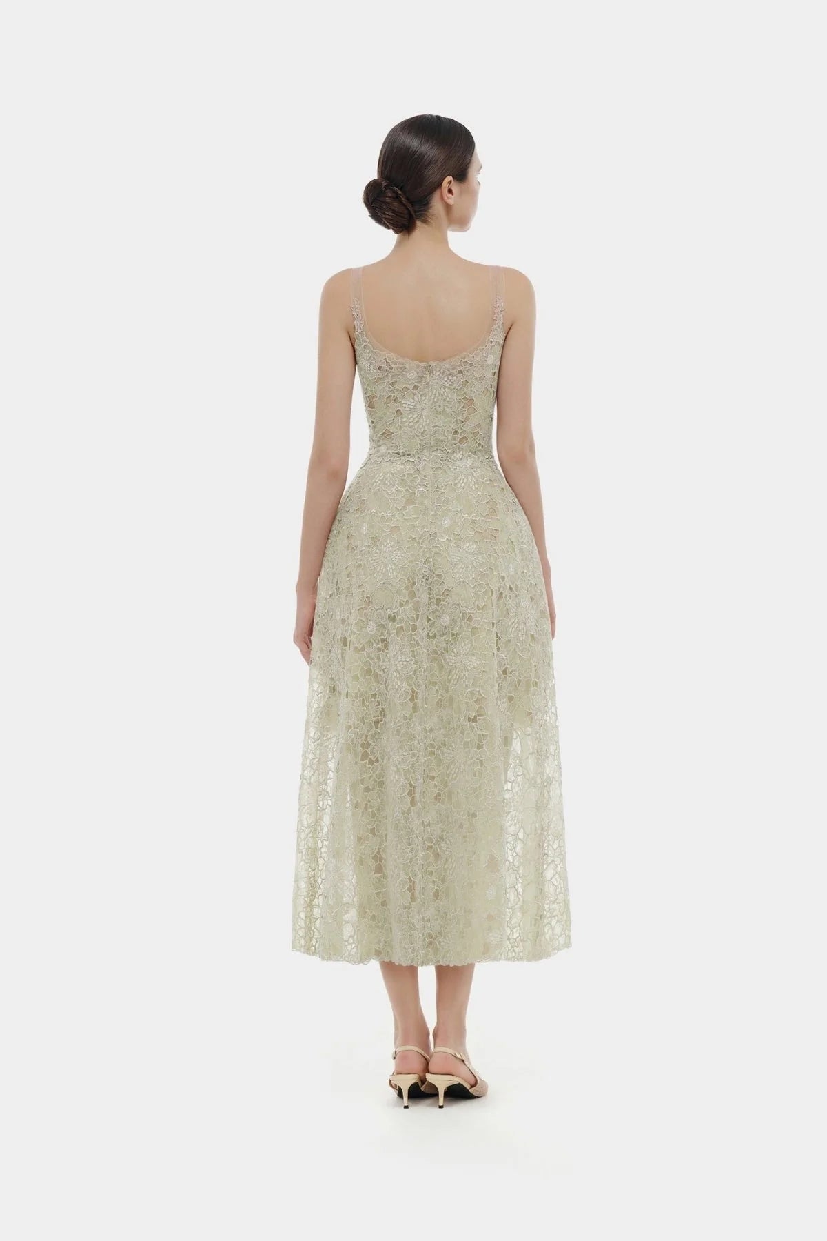 MONTSAND Flower Lace Midi Dress - Green