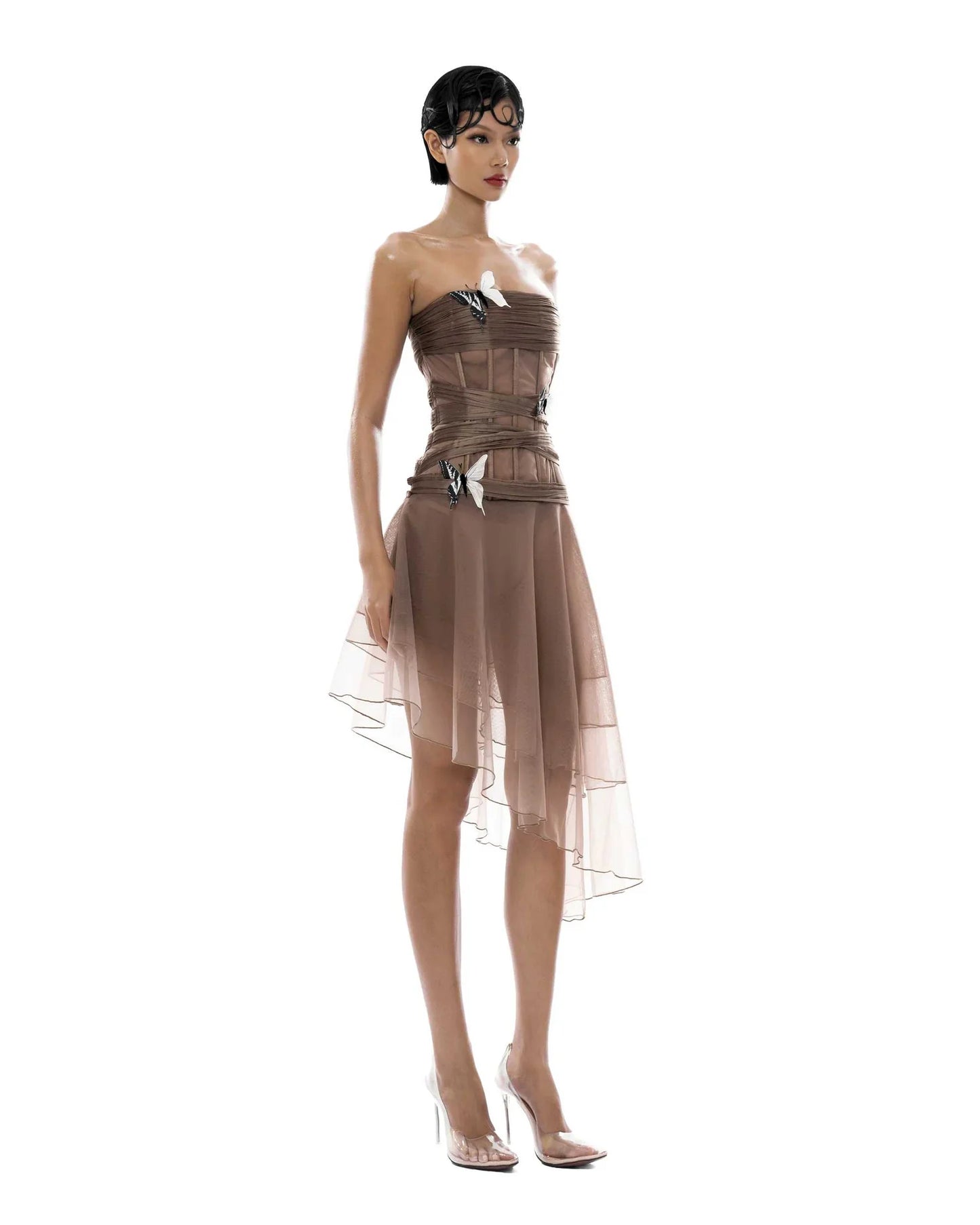 Huelleyrose THEA DRESS WITH BUTTERFLY PINS