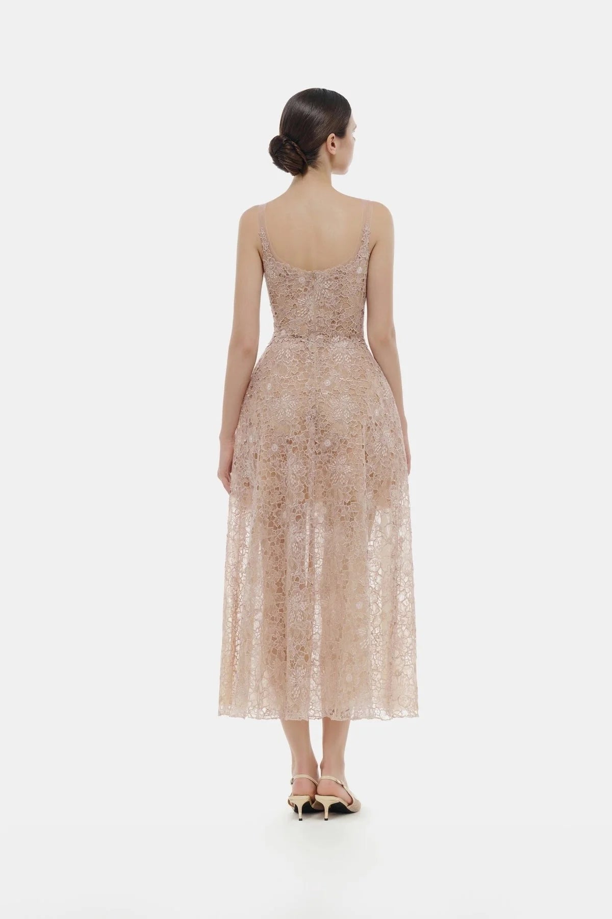 MONTSAND Flower Lace Midi Dress - Nude