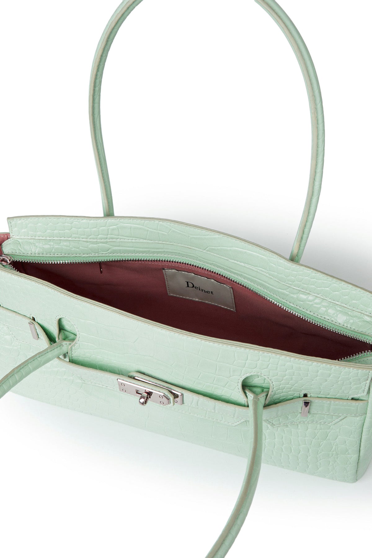 CROCODILE PATTERN TWO-WAY BAG IN MINT — image 11