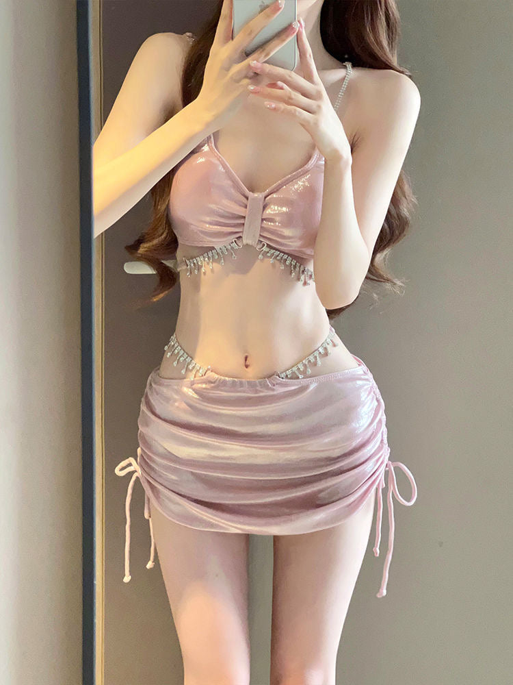 Pink Mermaid Three-Piece Swimsuit Set