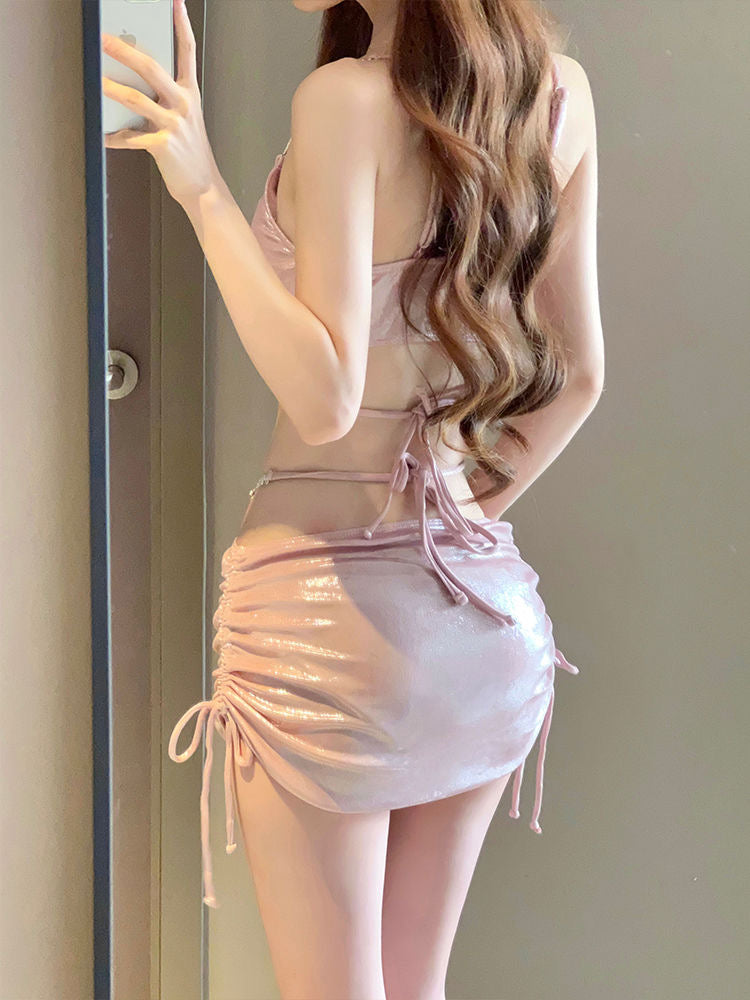 Pink Mermaid Three-Piece Swimsuit Set