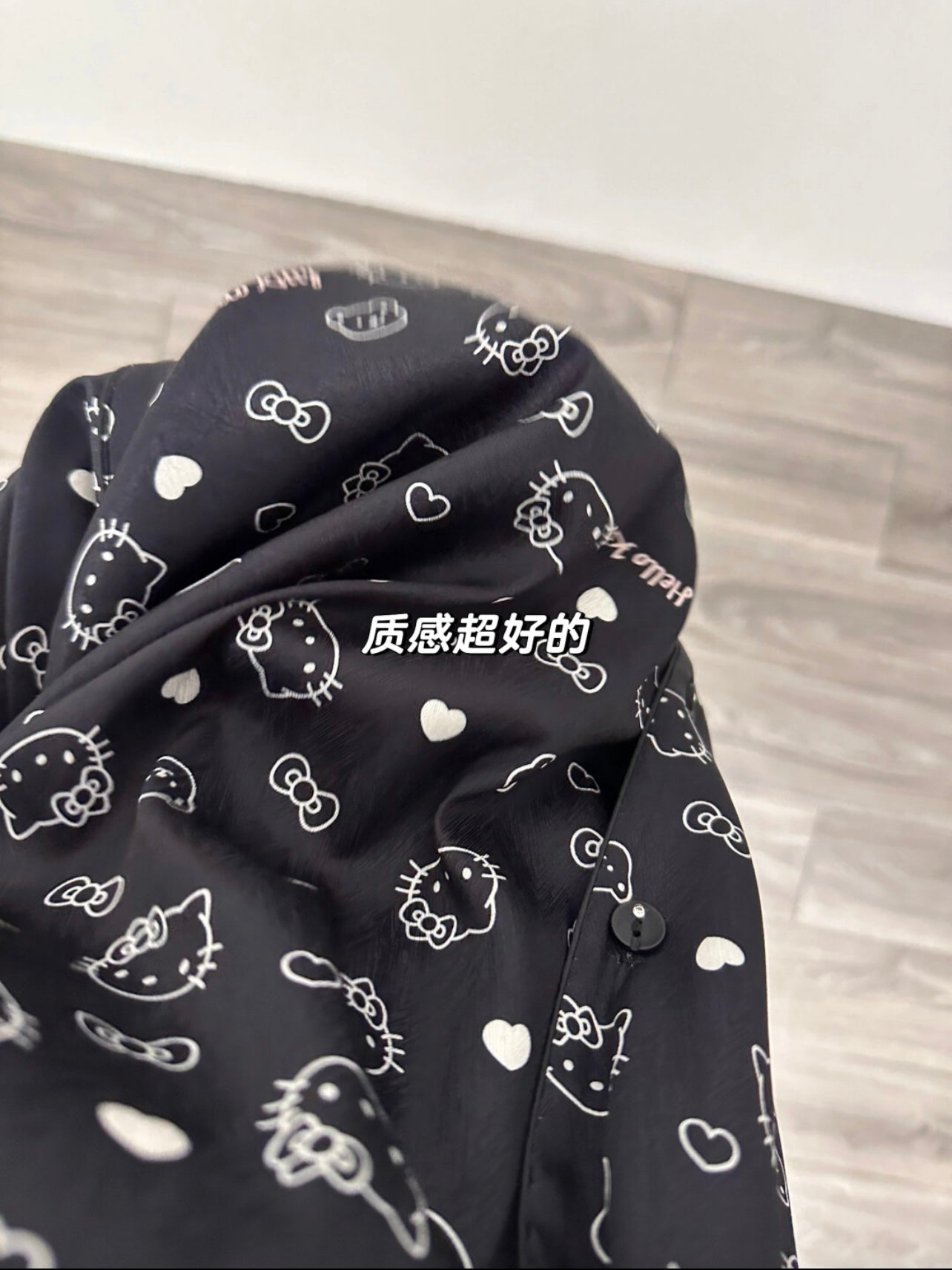Hello Kitty Black & White Satin Pajama Set
