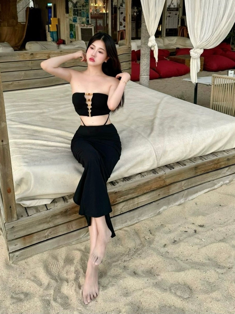 Black Strappy 3-Piece Bikini Set