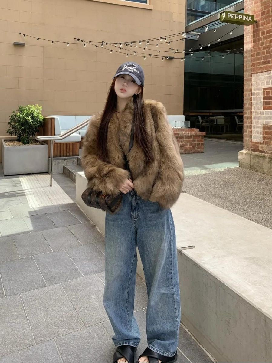 Mocha Brown Faux Fur Coat