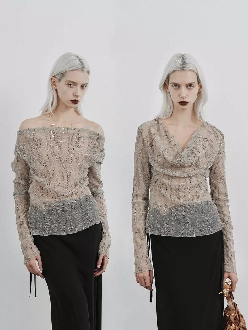 Sunlit Coral Off-Shoulder Cowl Top