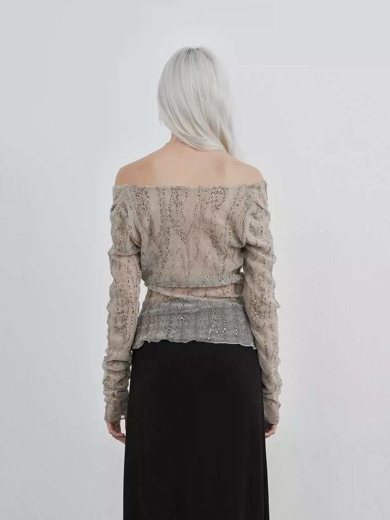 Sunlit Coral Off-Shoulder Cowl Top