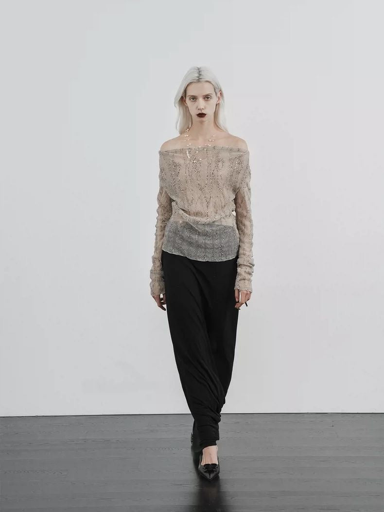 Sunlit Coral Off-Shoulder Cowl Top
