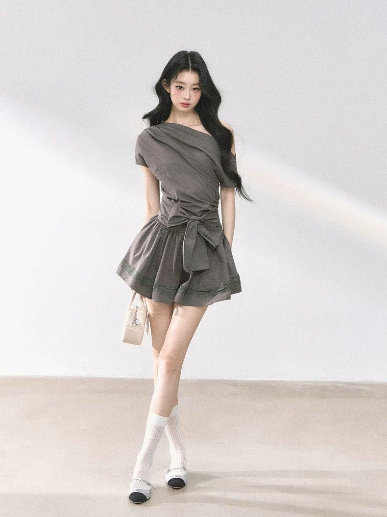Asymmetric Bow-Tie Mini Dress