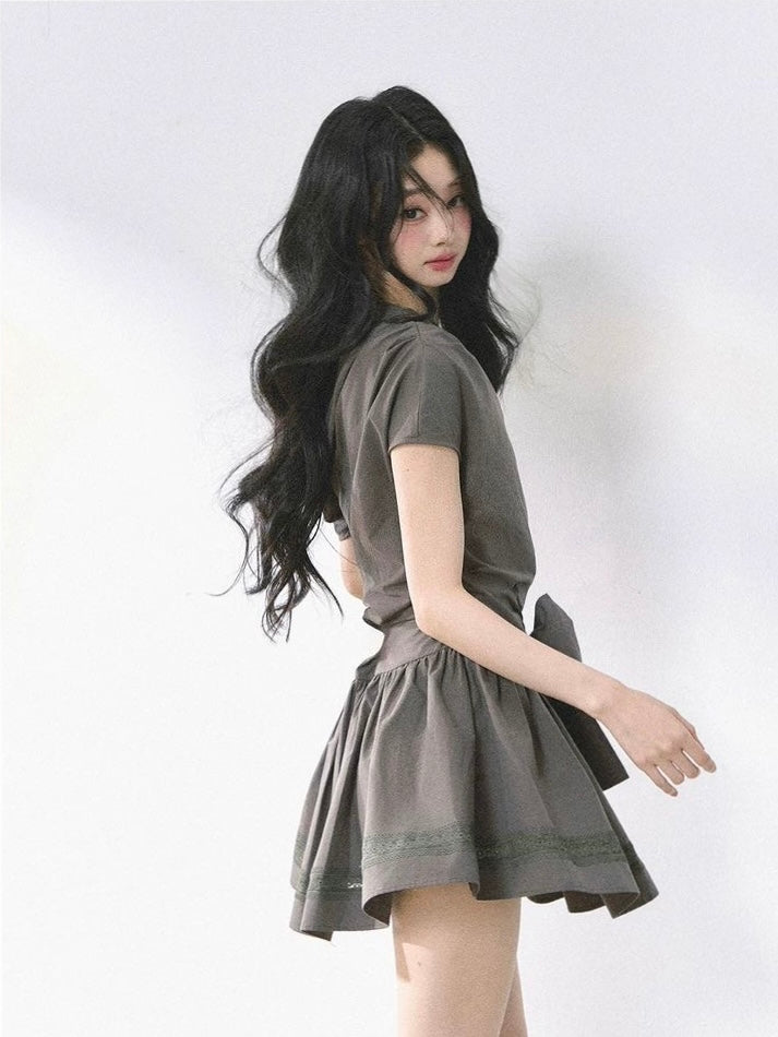 Asymmetric Bow-Tie Mini Dress