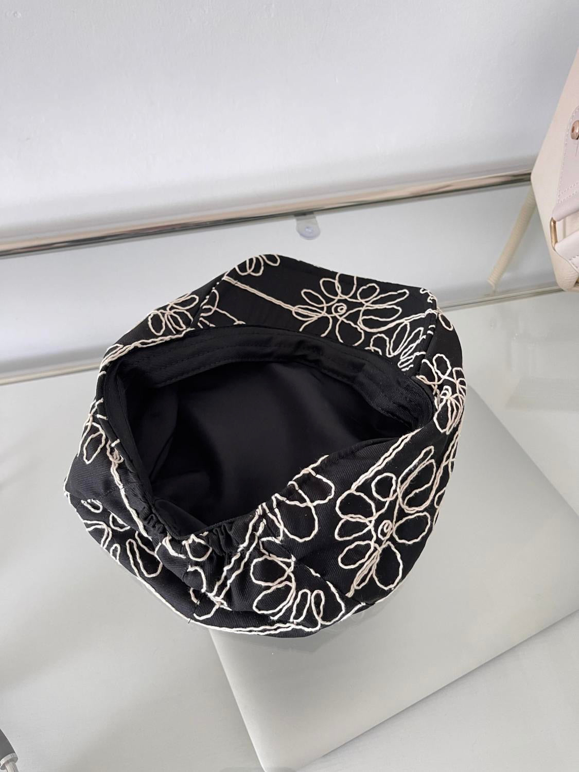 Embroidered Floral Beret