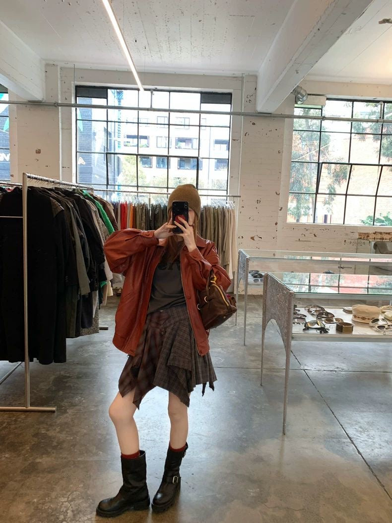 Asymmetric Layered Plaid Mini Skirt