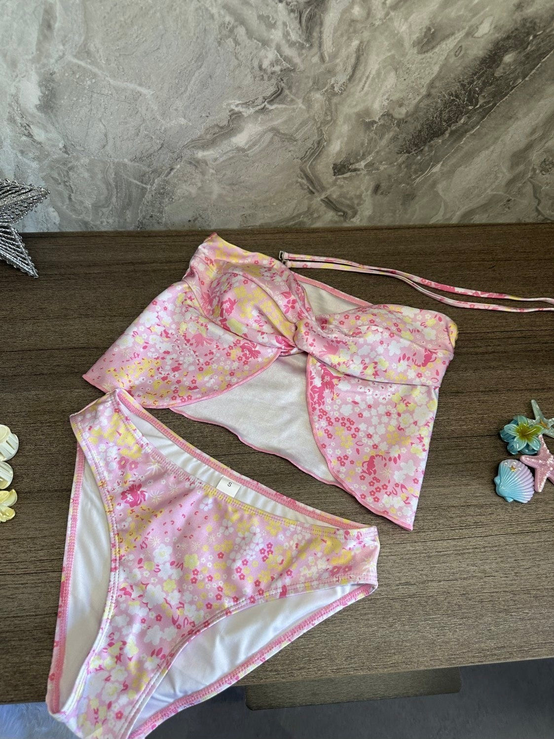 Cherry Blossom Pink Bikini Three-Piece Set