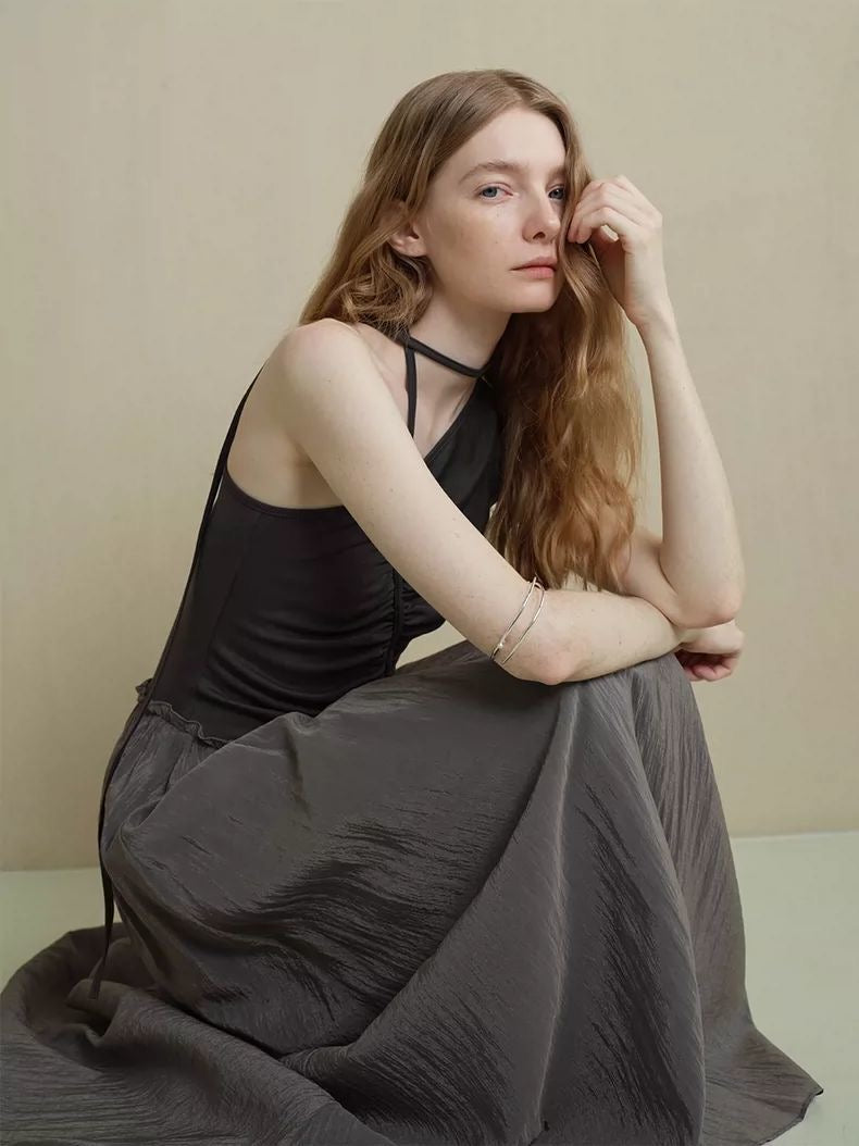 Asymmetric Patchwork Dress with Artistic Ruching
