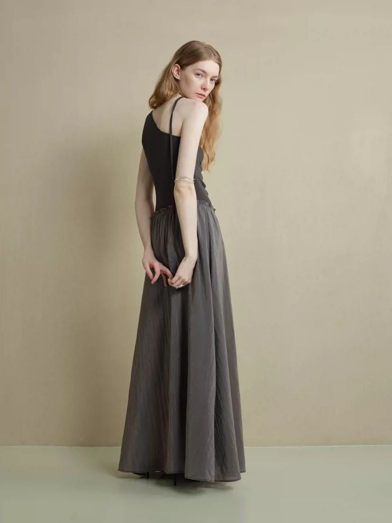 Asymmetric Patchwork Dress with Artistic Ruching