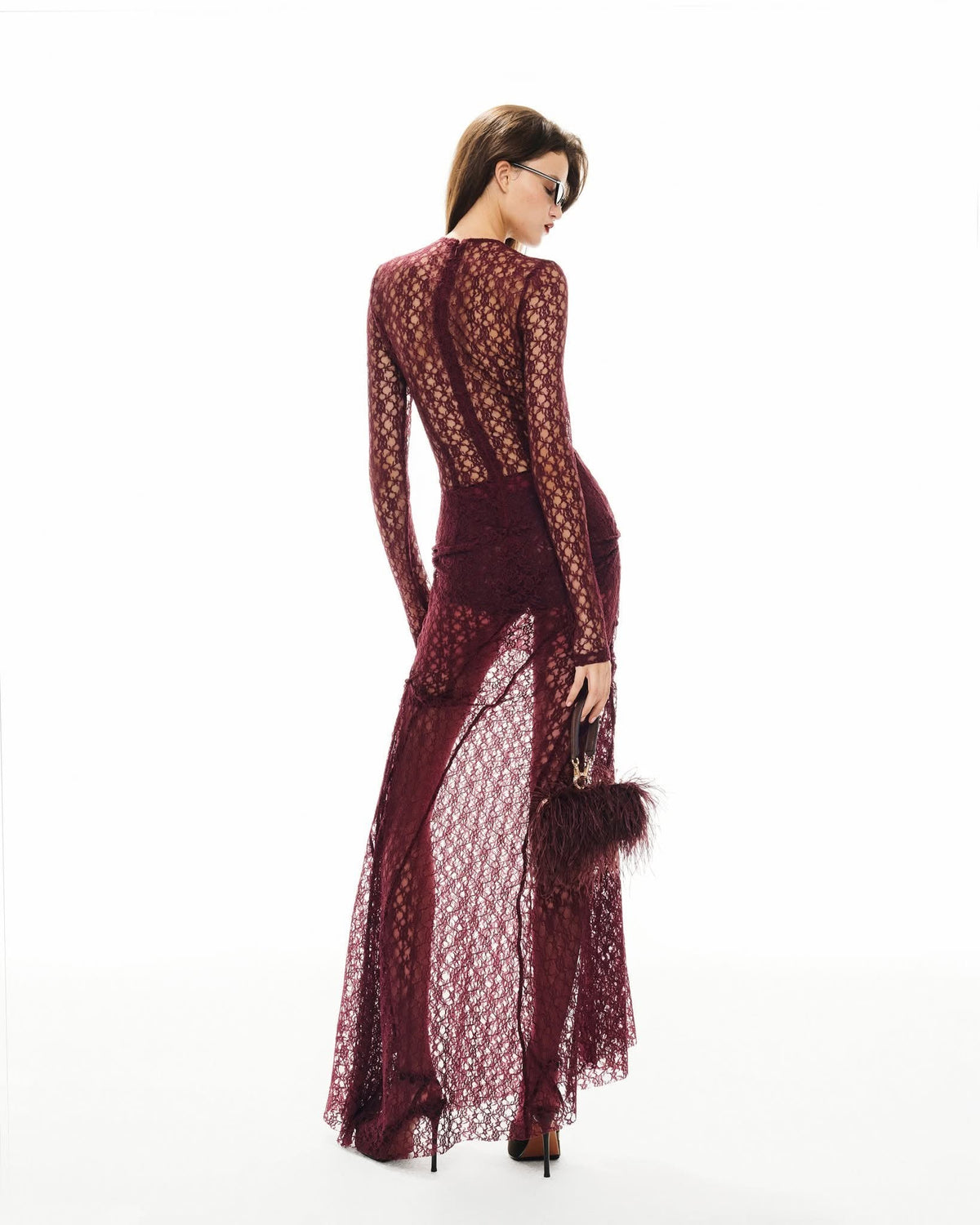 MUST HAVE Wine red lace maxi dress — Must Have