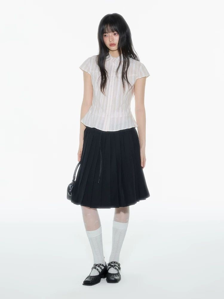 Pleated Collar Two-Piece Set