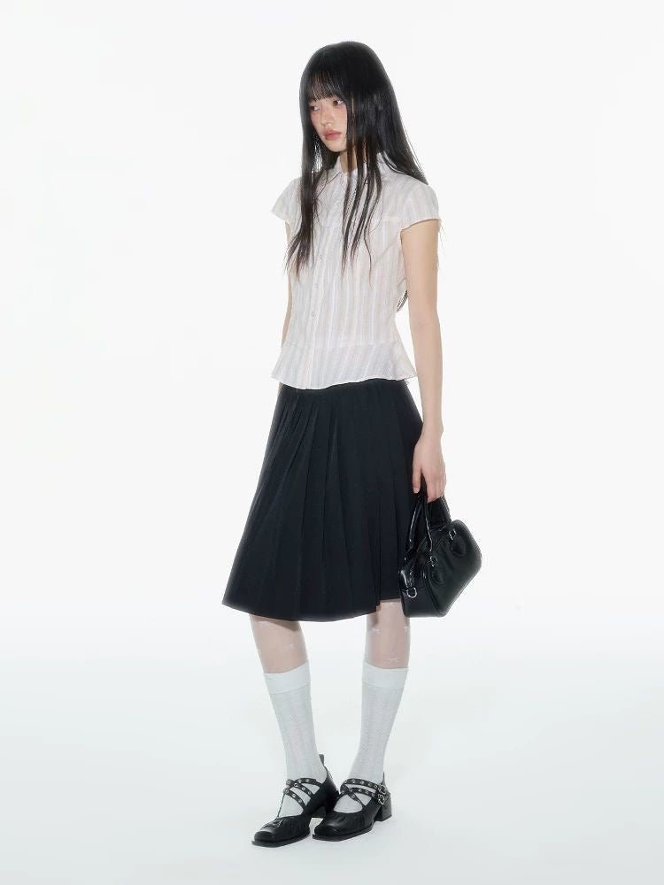 Pleated Collar Two-Piece Set