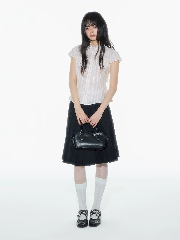 Pleated Collar Two-Piece Set