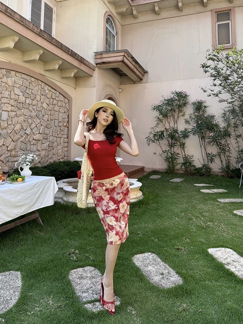 Scarlet Bloom Two-Piece Set
