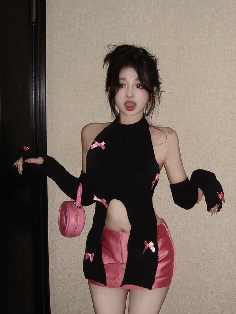 Ribbon Cutout Knit Set