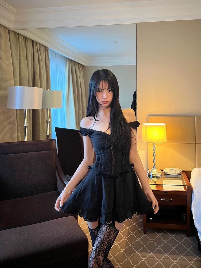 French Black Lace Dress