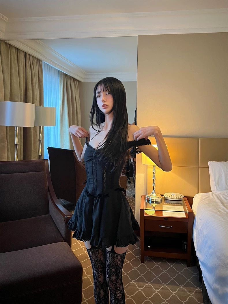 French Black Lace Dress