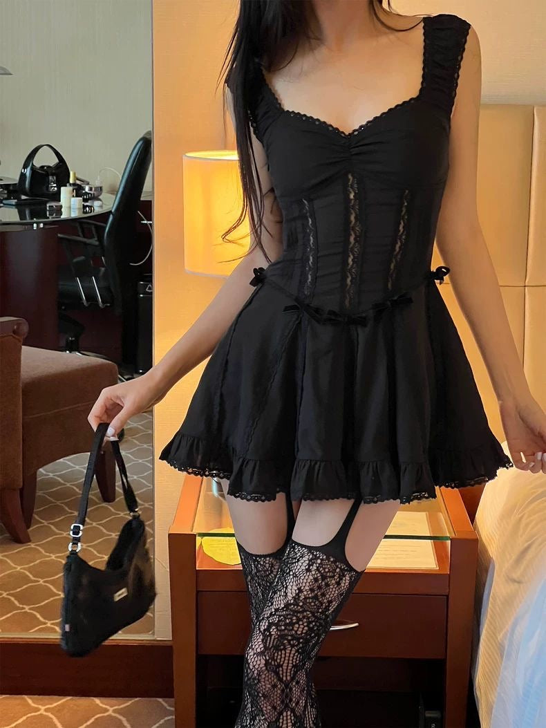 French Black Lace Dress