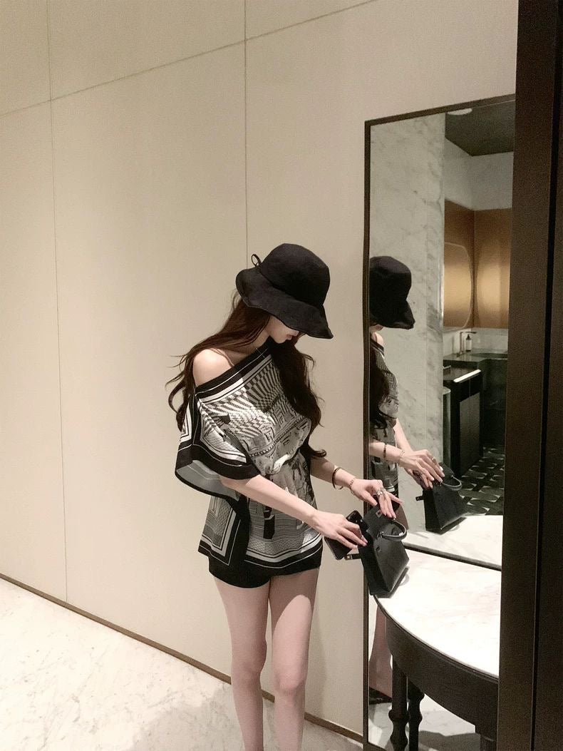 Geo Silk Scarf Romper