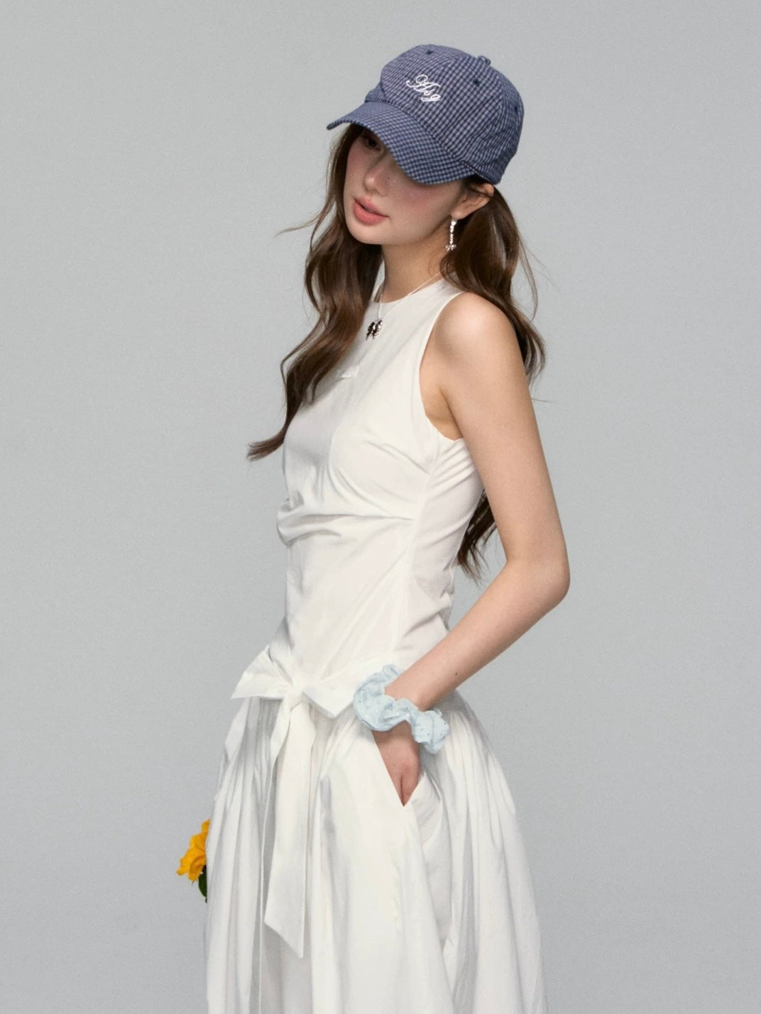 Minimalist Sleeveless Tie-Waist A-Line Dress – Nautical Chic Tank Style