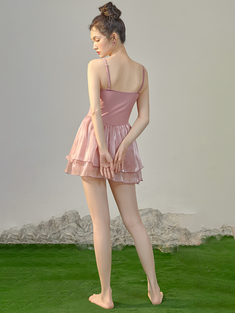 Pink Sweetheart-Style Swim Dress With Underwire Support