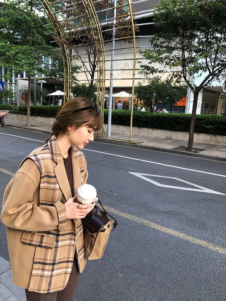 Oversized Layered Look Double-Faced Wool Coat – 80% Wool