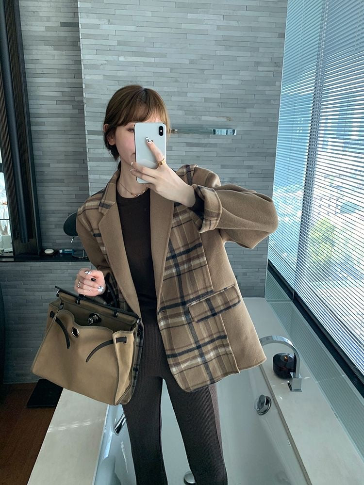 Oversized Layered Look Double-Faced Wool Coat – 80% Wool