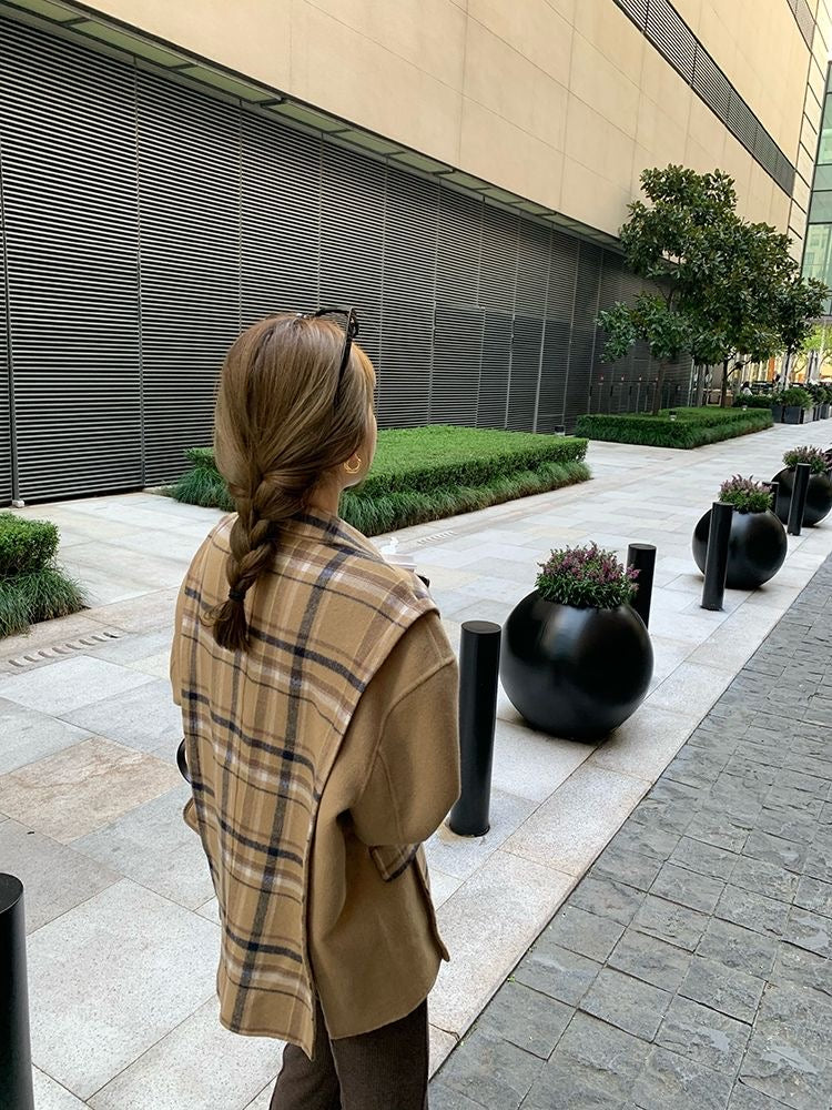 Oversized Layered Look Double-Faced Wool Coat – 80% Wool