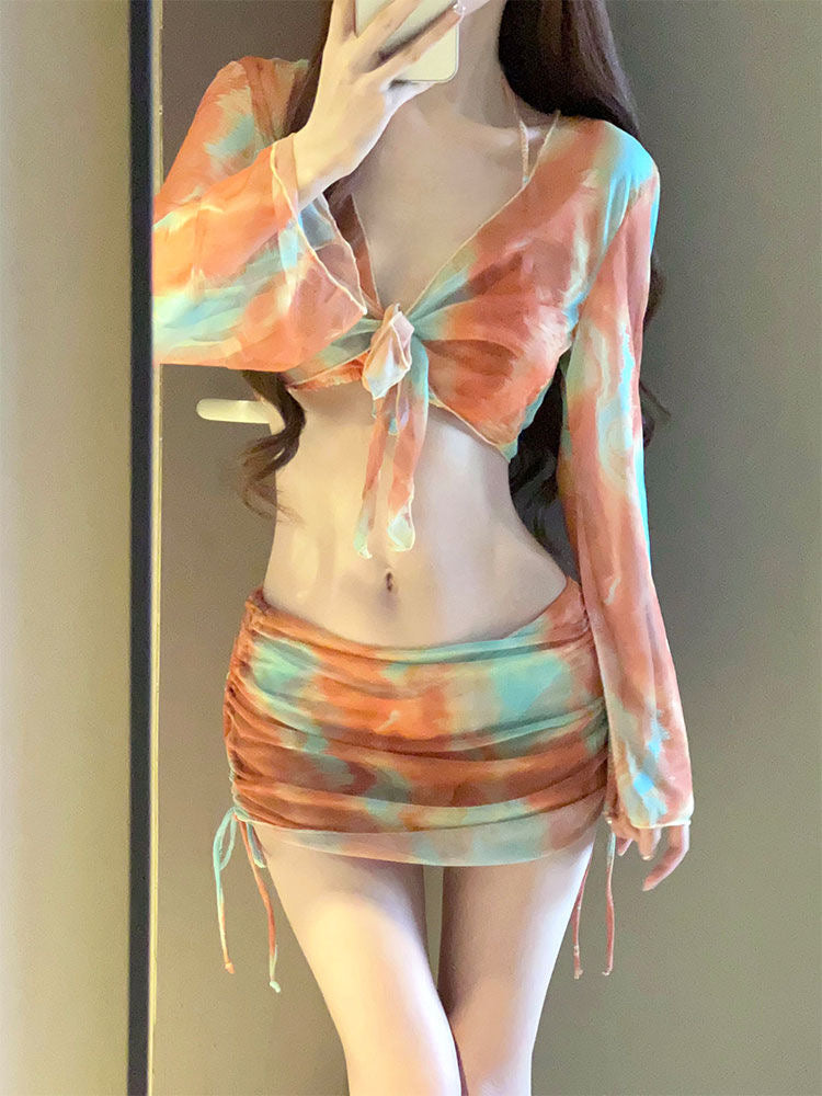 Orange Blossom & Coconut Water – Tie-Dye Bikini 4-Piece Set