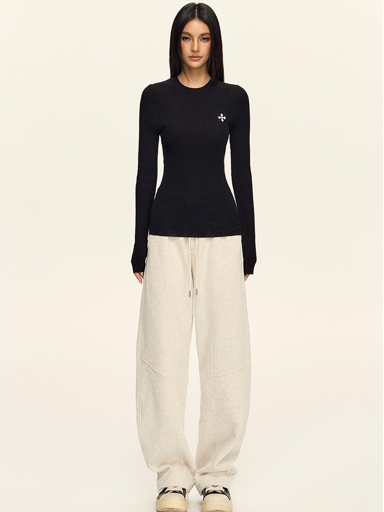 Cross Star - Tri-color Knitted Long-sleeved Top