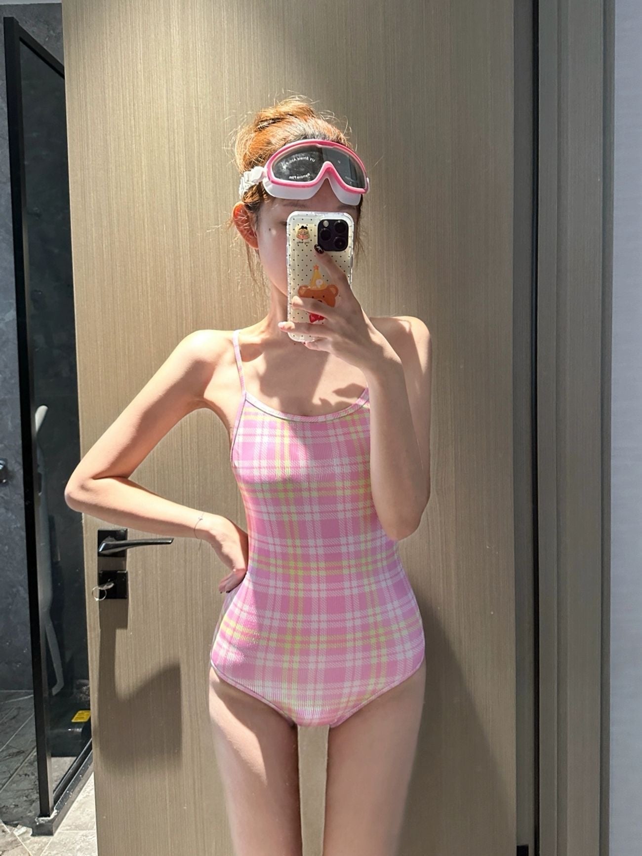 INNA Rosé Check One-Piece Swimsuit