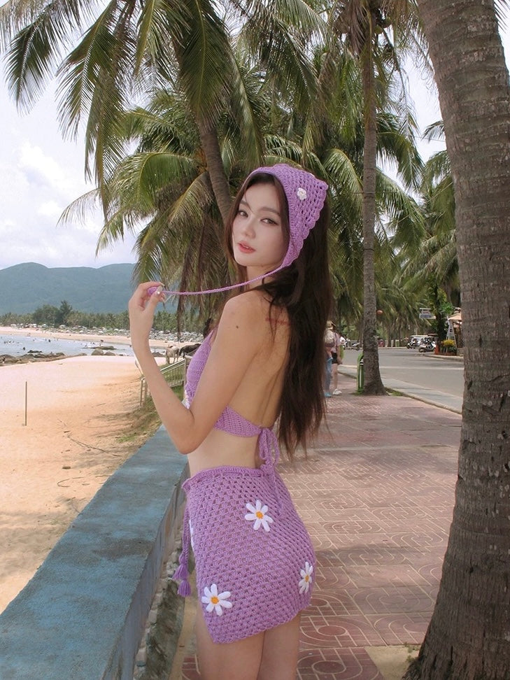 Thai Crochet Knit Bikini Set – Built-In Bra, Sexy Soft Girl Beach Look