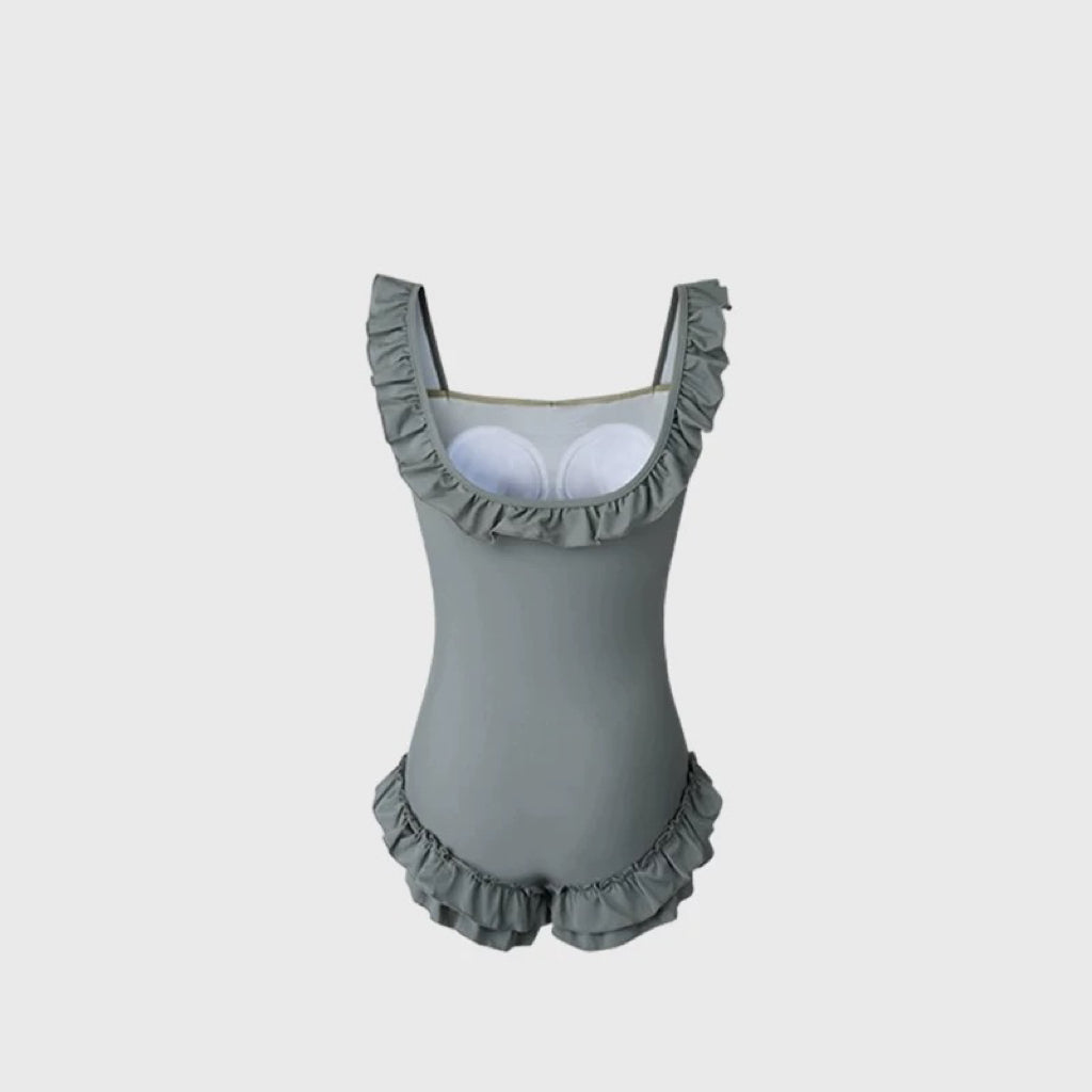 Korean INS Style One-Piece Swimsuit – Modest Slimming with Butterfly Tie Detail