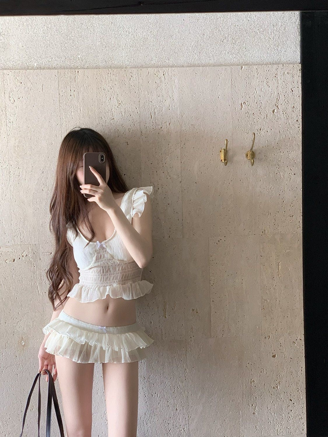 LILIA Ivory Ruffle Bikini Set with Mini Skirt