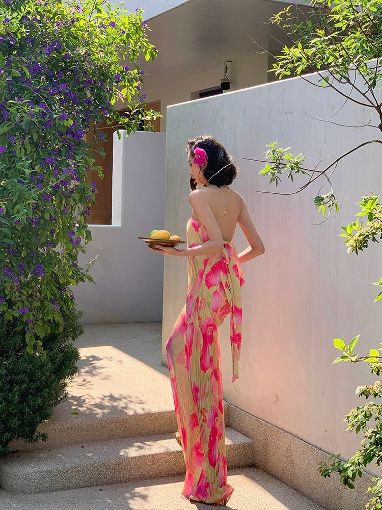 Sexy Backless Tube Dress β Sheer Floral Beach Cover-Up for Island Getaways