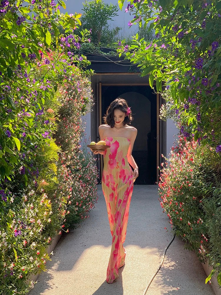 Sexy Backless Tube Dress β Sheer Floral Beach Cover-Up for Island Getaways