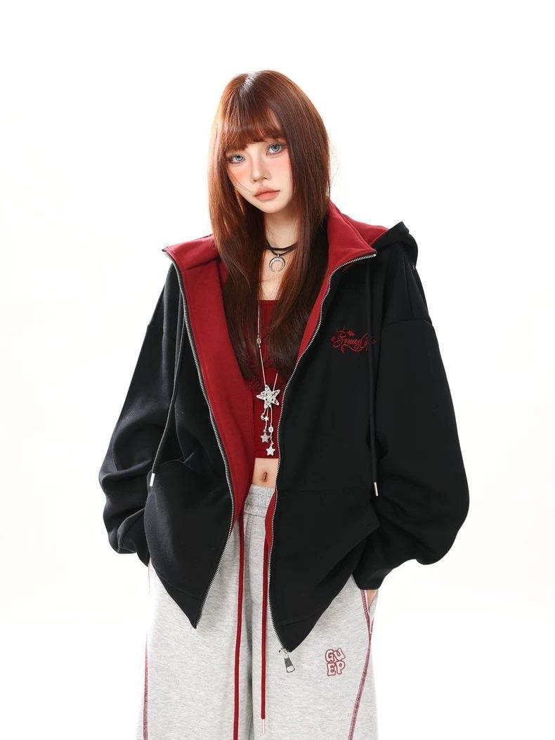 INNA Devil Ear Oversized Zip Hoodie