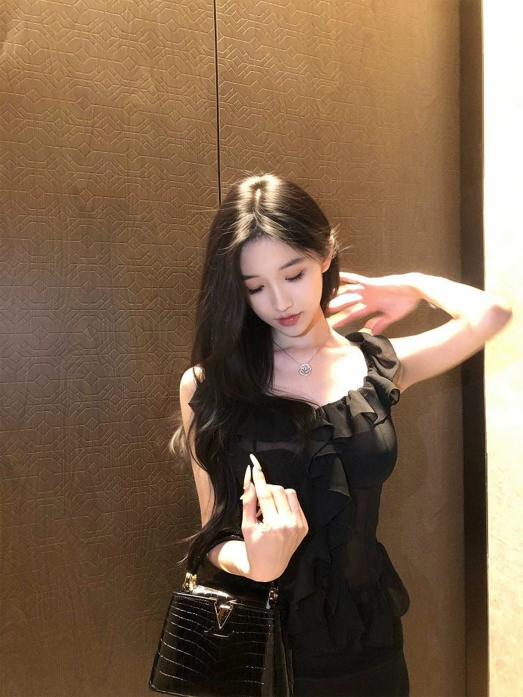 Sheer Ruffle Two-Piece Set