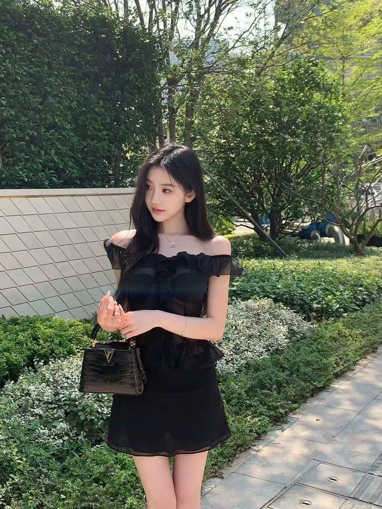 Sheer Ruffle Two-Piece Set
